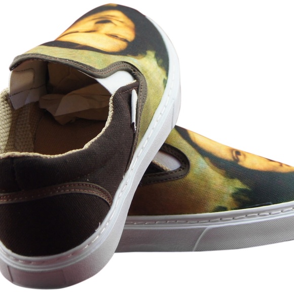 WOMEN'S PRINTED CANVAS SNEAKERS "MONA LISA" ART - Picture 2 of 5